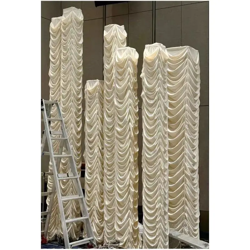 

4pcs Wedding Prop Wave Pattern Truss Elastic Fabric Stage Fishbone Design Cover For Mall Events And Performances Arch Decoration