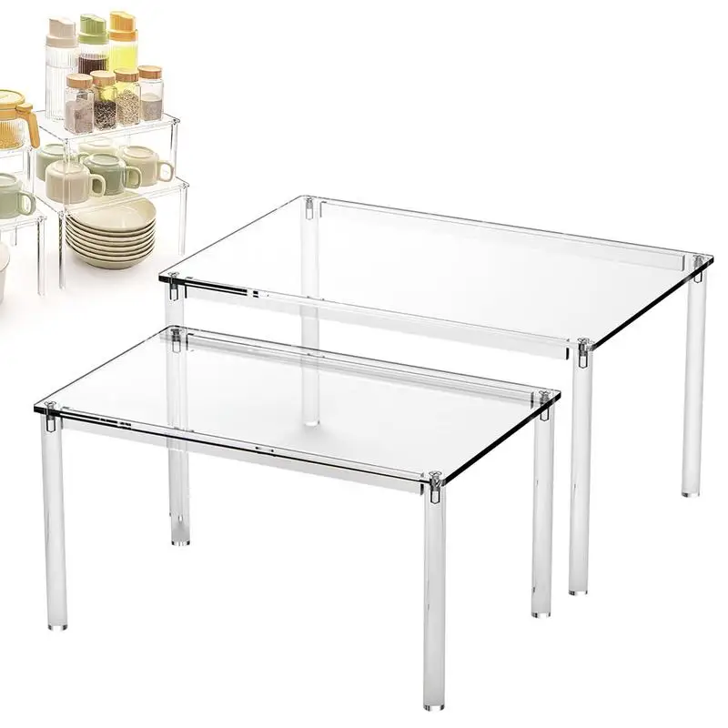 

Cabinet Organizer Display Shelf Acrylic Space-Saving Storage Rack For Counter Desk Bathroom Coffee Station Craft Room