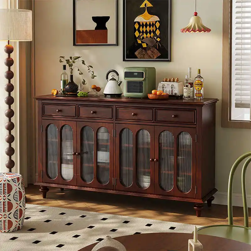 American retro side cabinet solid wood Changhong glass cupboard