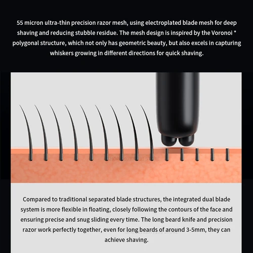 Imagen 2 del producto Xiaomi-Afeitadora eléctrica Mijia, cuchilla de corte doble, Motor alternativo de alta velocidad, succión magnética, IPX7, resistente al agua, portátil