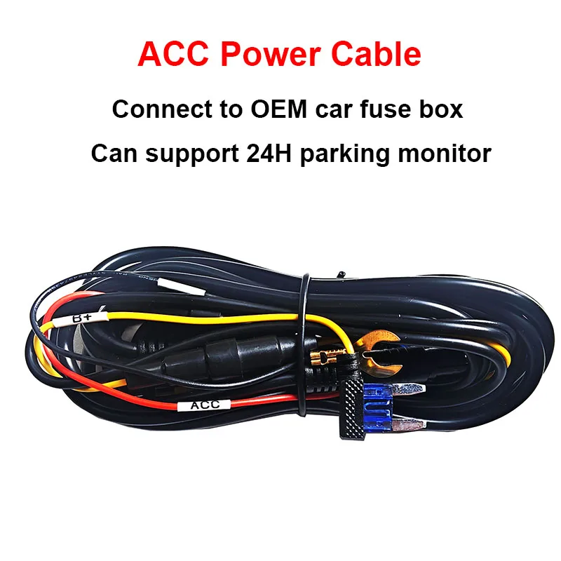 Easy Installation Cable OBD ACC Cable for 24H Parking Monitor Use for Car DVR Video Recorder Dash Cam (Not Support Return)