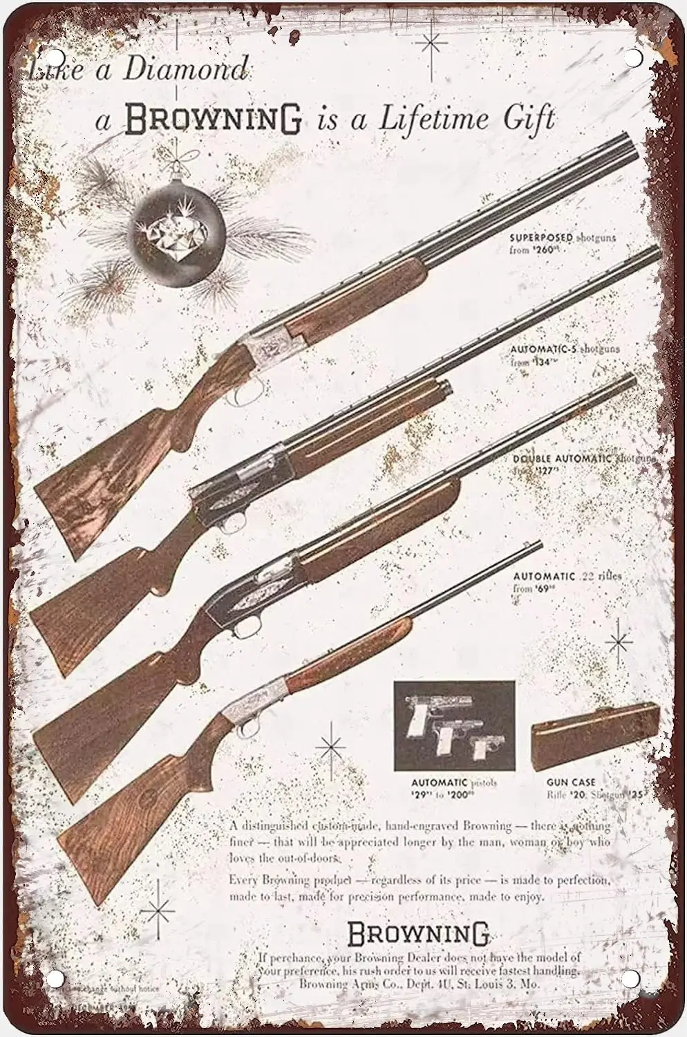 Hunting Gun Metal Tin Sign Like A Diamond A Browning Is A Lifetime Gift Vintage Poster Bar Man Cave Hunting House Living Ro sign