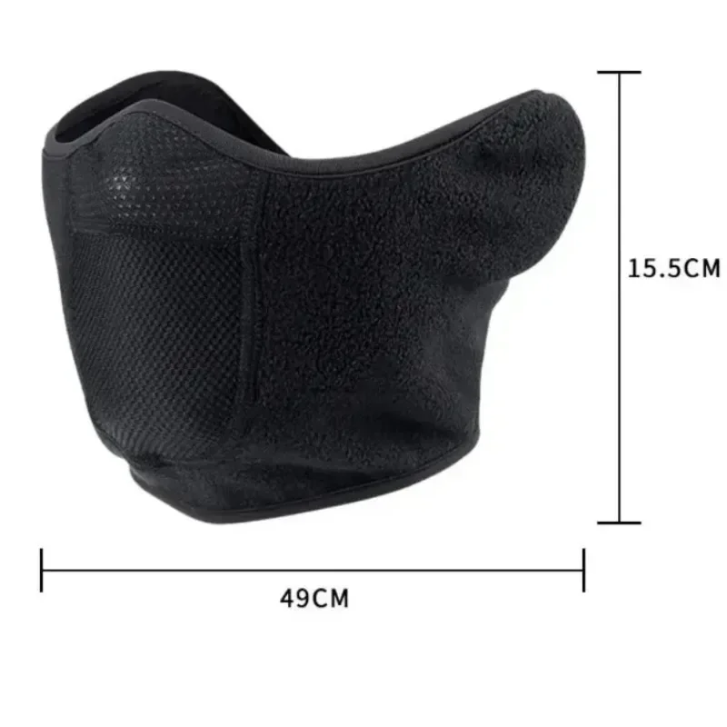 1pcs Winter Windproof Outdoor Fishing Warm Mask Sports Running Cycling Face Cover Polar Fleece Half Mask Ear Protection BlackCap