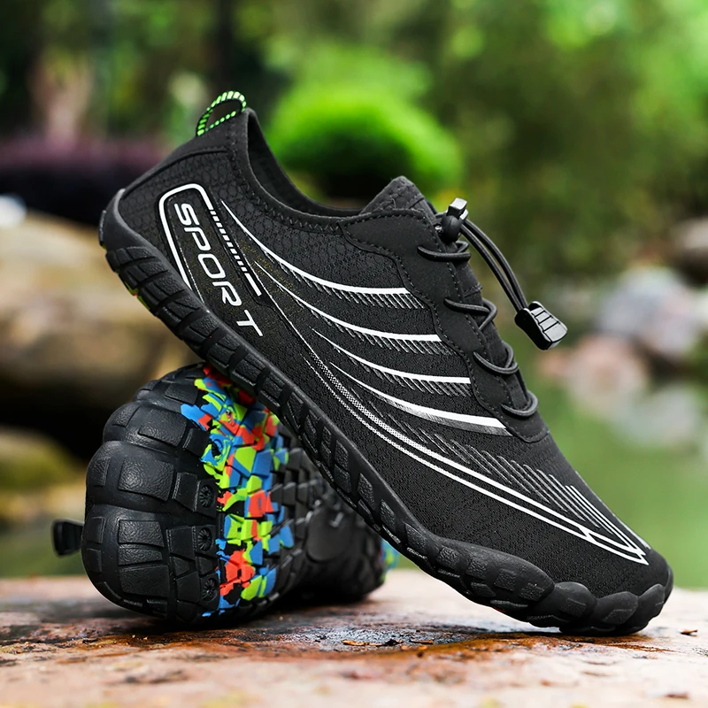 

Мужская обувь для трассировки реки, уличная обувь для кемпинга с пятью пальцами, противоскользящая походная обувь, дышащая плотная пляжная обувь с сеткой