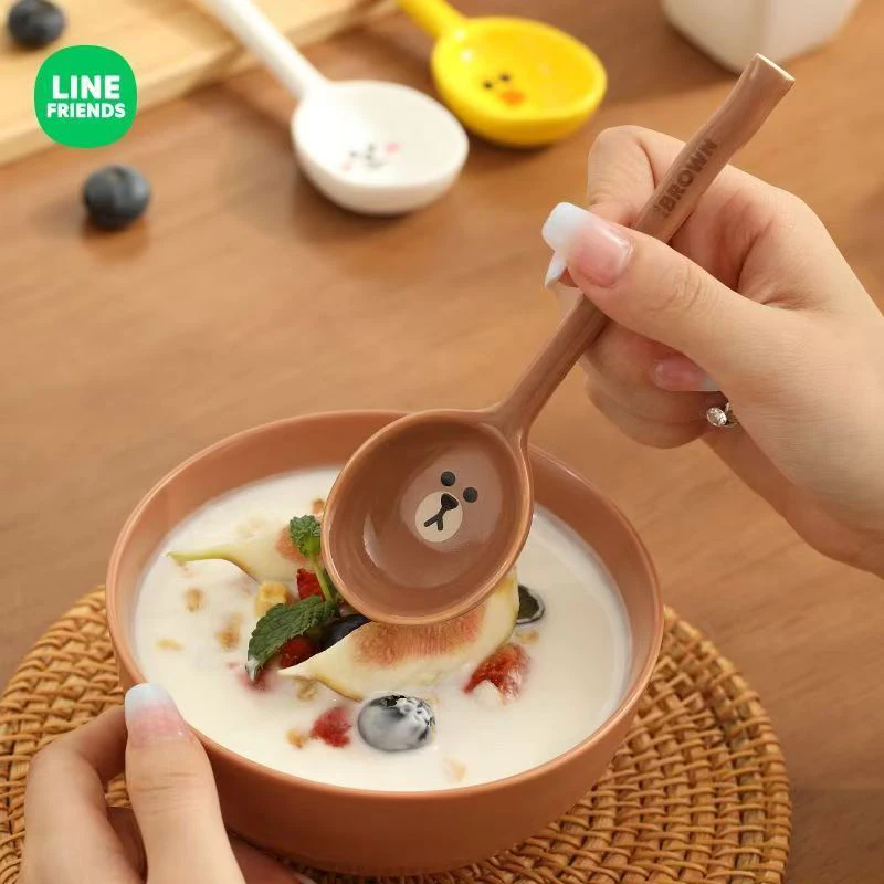 

Line Friends Japanese-style High-value Ceramic Spoon for Home Use Cute Soup Key Gifts Toy Collection for Kids