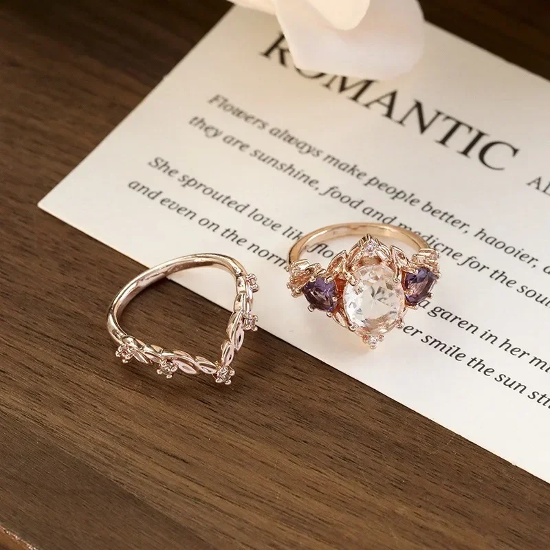 Women Simple Ring Small Fresh Copper Inset Artificial Zircon Ring Classic Personality Rings for Women Jewelry Bling Ring Men
