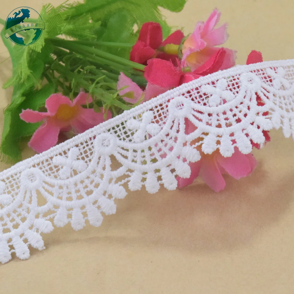 3cm White Wide Polyester Embroidery Lace French Ribbon Fabric Guipure Diy Trims Wedding Sewing Accessories Doll Dress#4350