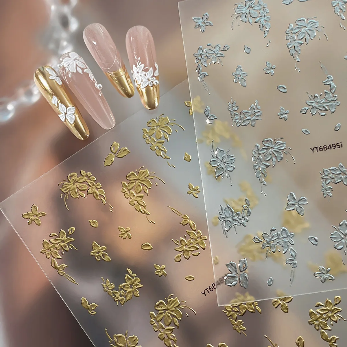 Gold-embossed Exquisite Floral Nail Stickers Simple  Fashionable Versatile Decorative Sticker Accessories DIY Nail Art Stickers