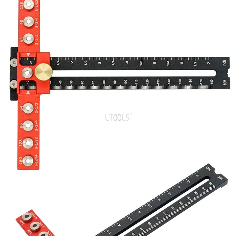 Handle Punching Locator Drill Guide Punch Locator Template Ruler Adjustable Cabinet Door Woodworking T-shaped Punchs Positioning