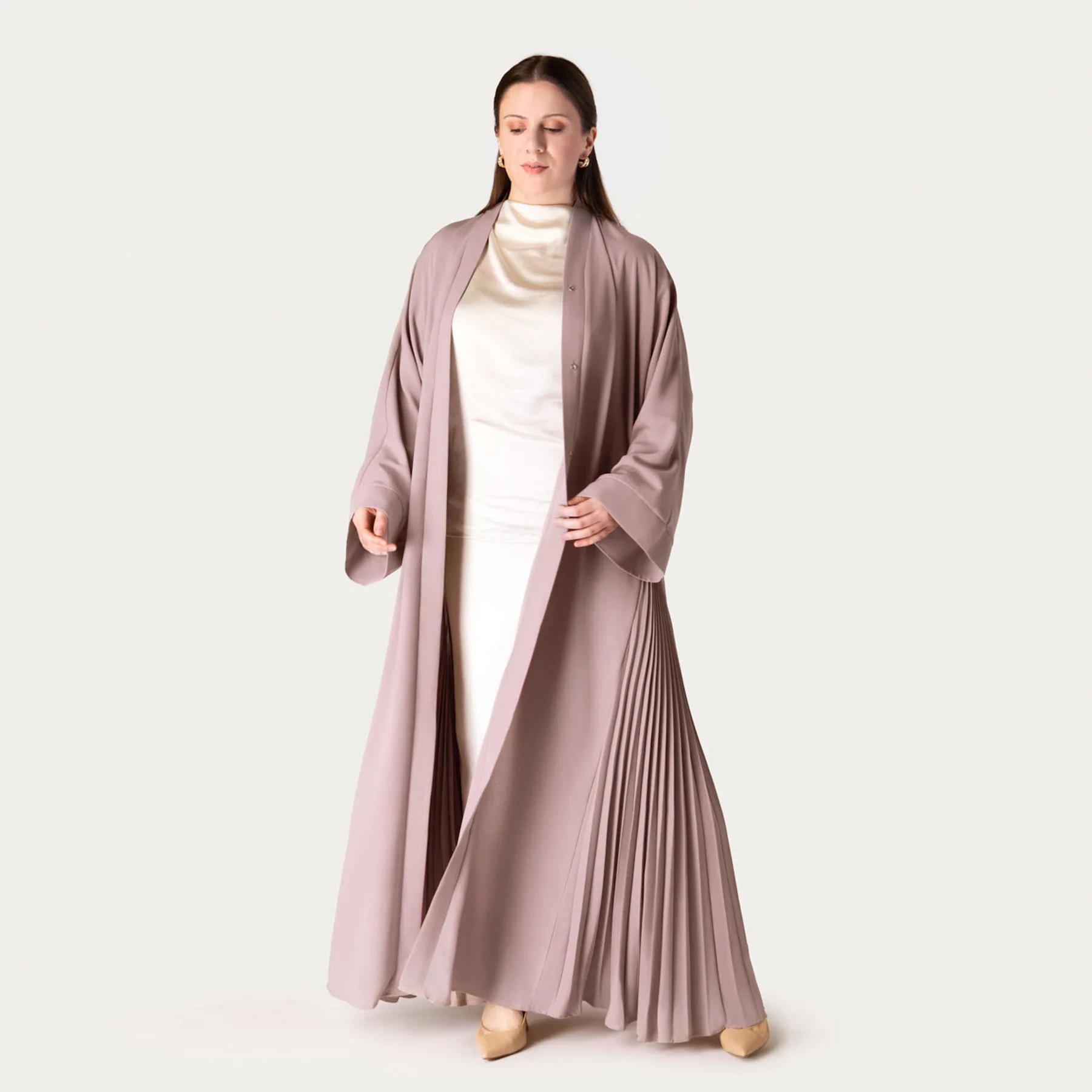 New Pleated Abayas for Women Muslim Maxi Dress Kimono Cardigan Dubai Open Abaya Turkey Kaftan Islam Clothing Belted Caftan Robe