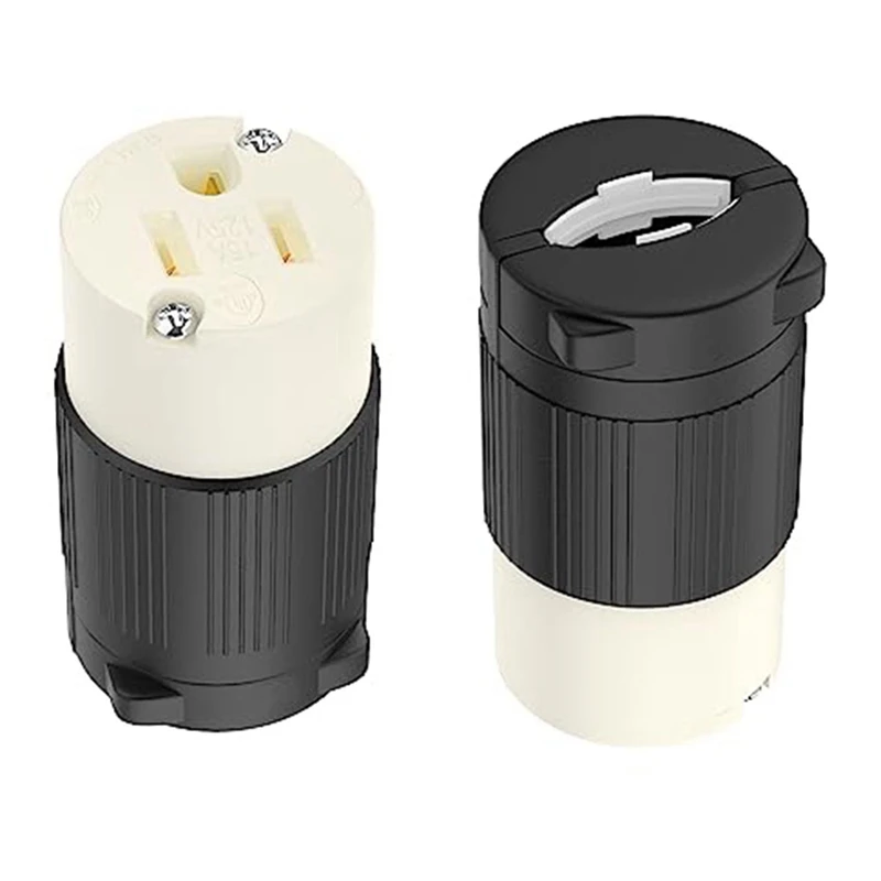 2-Pack NEMA 5-15R Cord Connector Female Plug Replacement Cord Outlet 15 Amp 125 Volt 2 Pole 3 Wire