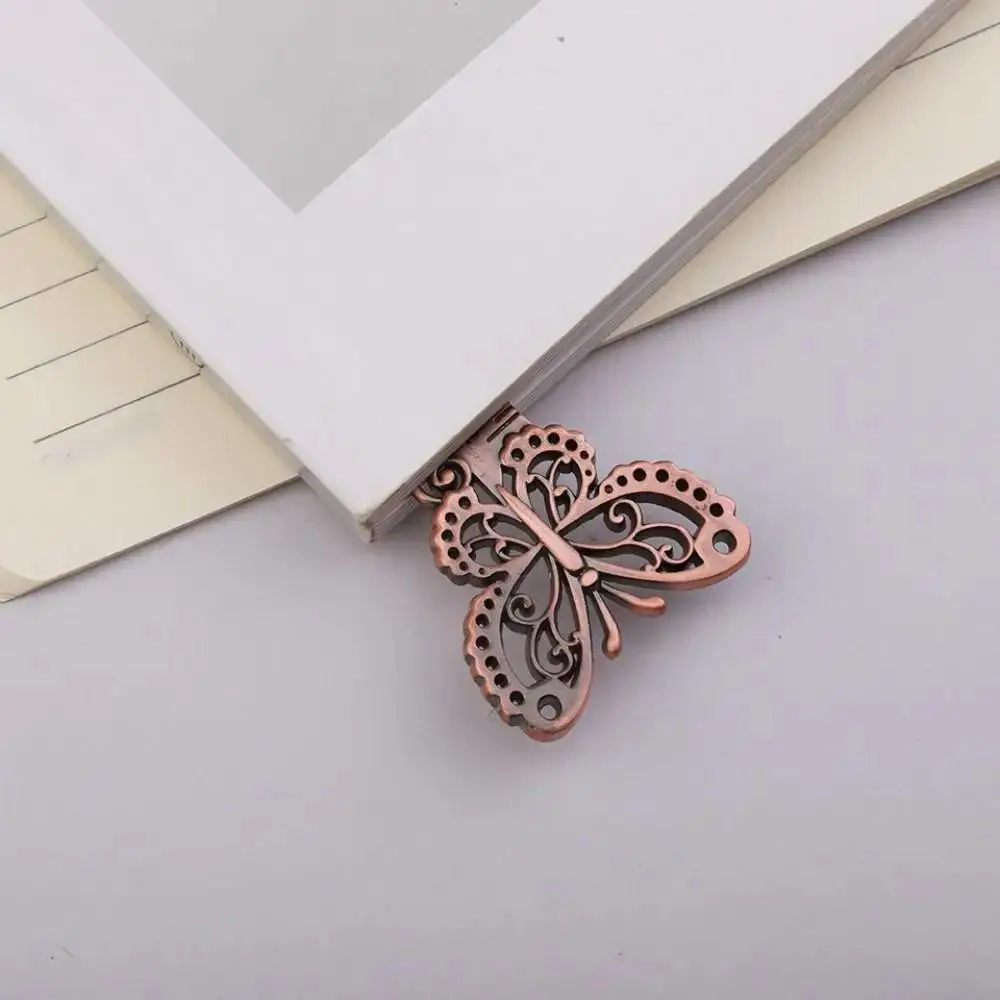 1Pc Vintage Metal Hollowed Butterfly Ginkgo Fine Carving Ruler Measuring Tool Multi-functional Straight Ruler Bookmark