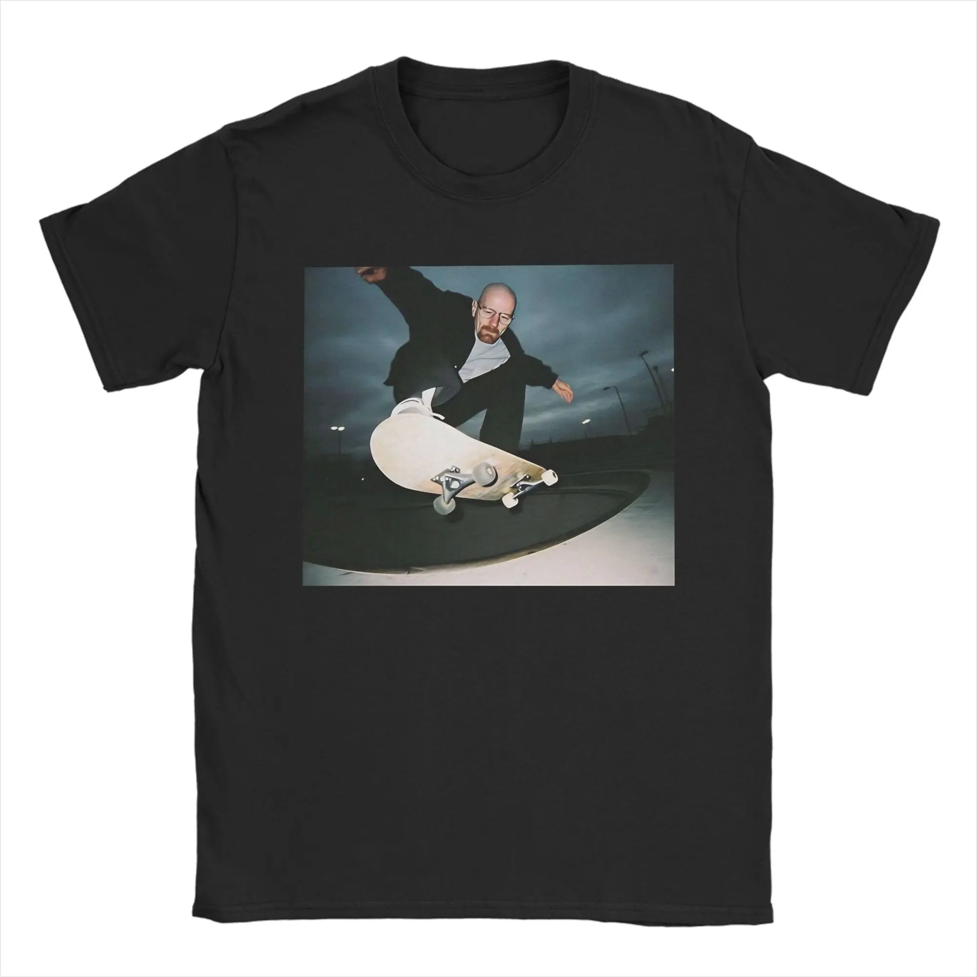 Walter White Skateboarding   100 Cotton T Shirt For Men's Beach Breakings Bad Y2K Casual T-Shirts Tees Oversized Pattern Tops