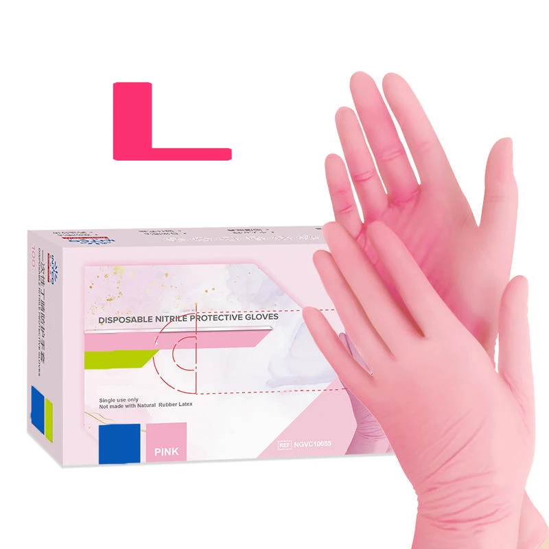 20/50/100/200/400/1000 stuks roze nitrilhandschoenen, geschikt voor reiniging, keuken, badkamer, haarverven en nagel trimmen