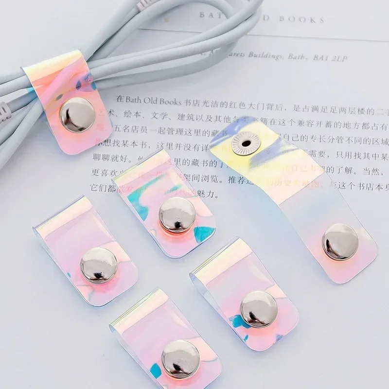 Cable Winder,Data Cable Fixing Tie Strap Rope Protector, Earphone Charging Line Storage Organizer, 4pcs/lot PVC Transparent