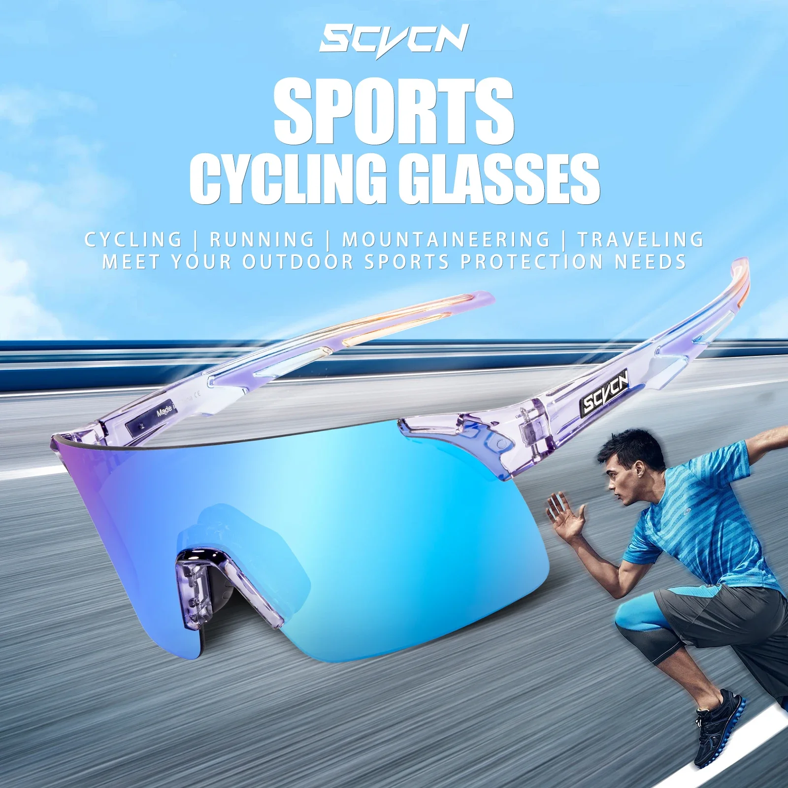 SCVCN New HD Cycling Sunglasses Sports Running Glasses Men\'s Women Mountain Bicycle Glasses Outdoor UV400 Bike Eyewear