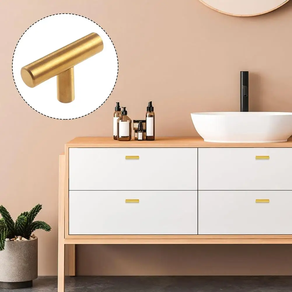 

2/3/5/10Pcs Cabinet Knobs Drawer Handles Polished Surface T-Shaped Design Easy to Install Drawer Pulls Hardware