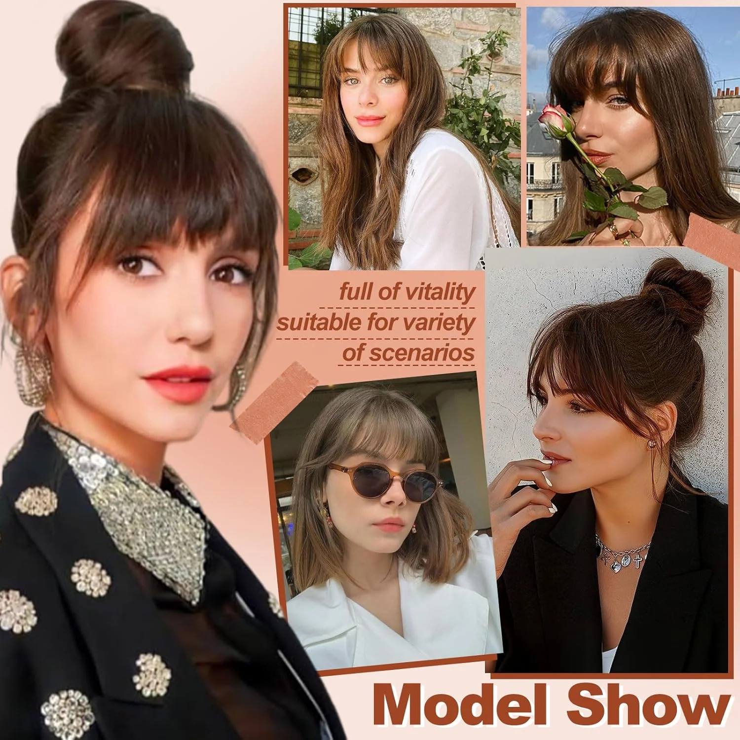 สีดํา Bangs ผมคลิป Bangs 100% ผมมนุษย์จริง Bangs คลิปในส่วนขยายของผมปลอม Bangs Air Bangs Hairpieces สําหรับผู้หญิง