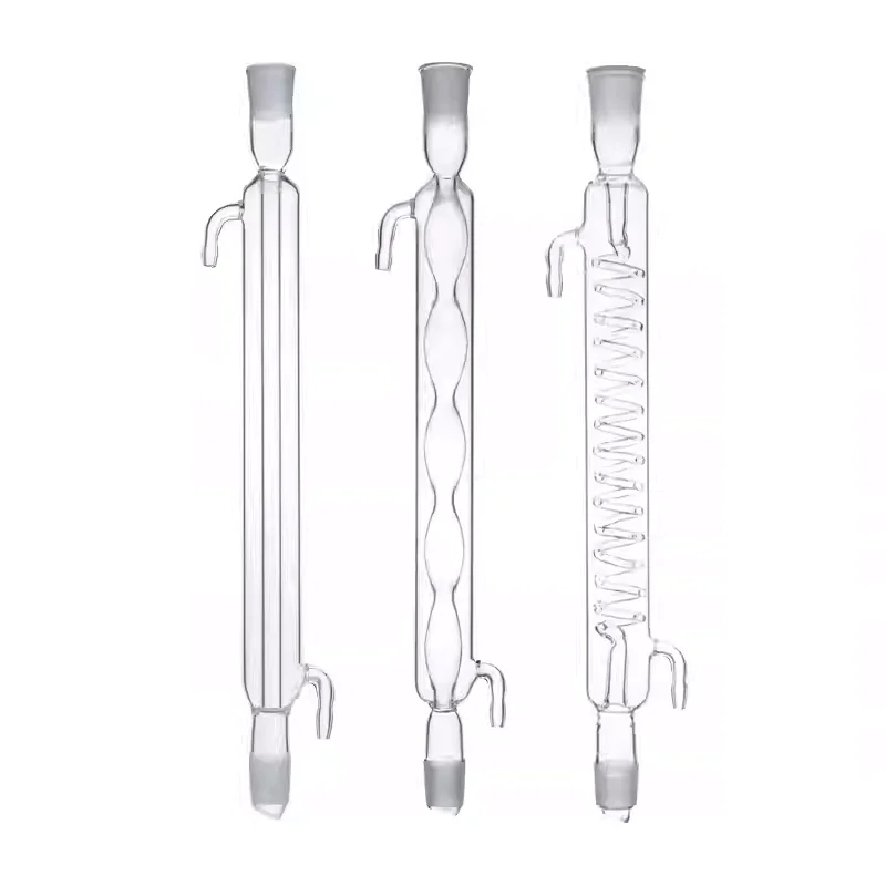 Quartz condenser tube, boron-free glass, straight, spherical, serpentine reflux tube
