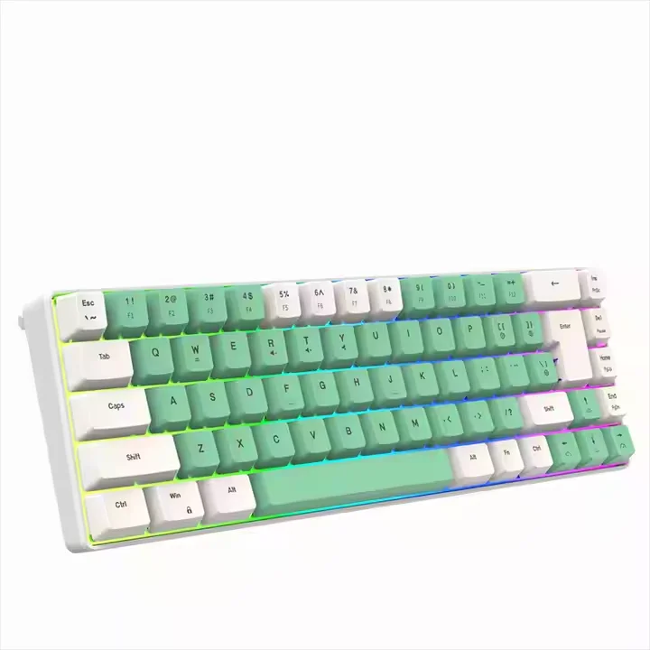 008 Wired Keyboard K701 Key Line Separation 68 Keys Wired Mechanical Feel Dual Color RGB Luminous Gaming Keyboard
