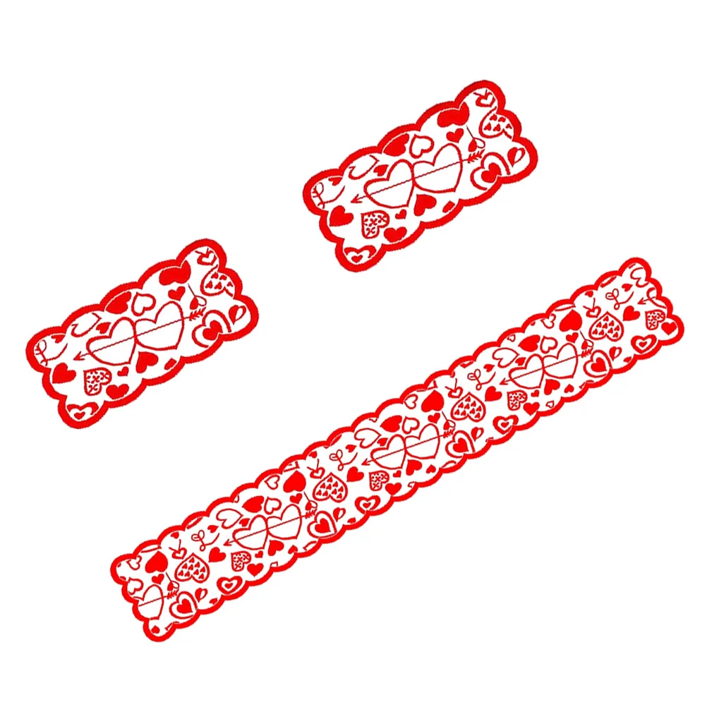 

Heart-shaped Table Red Pattern Cover Restaurant Party Flag Home Table Mat Set Decor Protective Mat Set Tablecloth