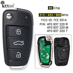 KEYECU 433 MHz 8E Chip P/N: 4F 0837220 R 4F 0837220 M 4F 0837220 T 4F0 837 220Ti Portachiavi con telecomando per auto per Audi A6 S6 Q7 2004-2015