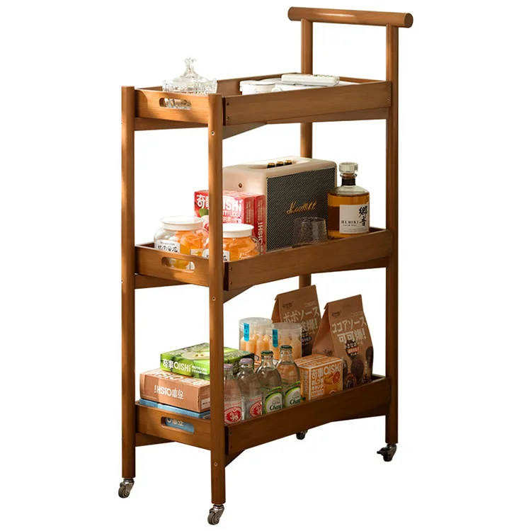 Wooden Salon Trolley Food Serving Trolley Kitchen Shelf Rolling  Hand s Trolleys