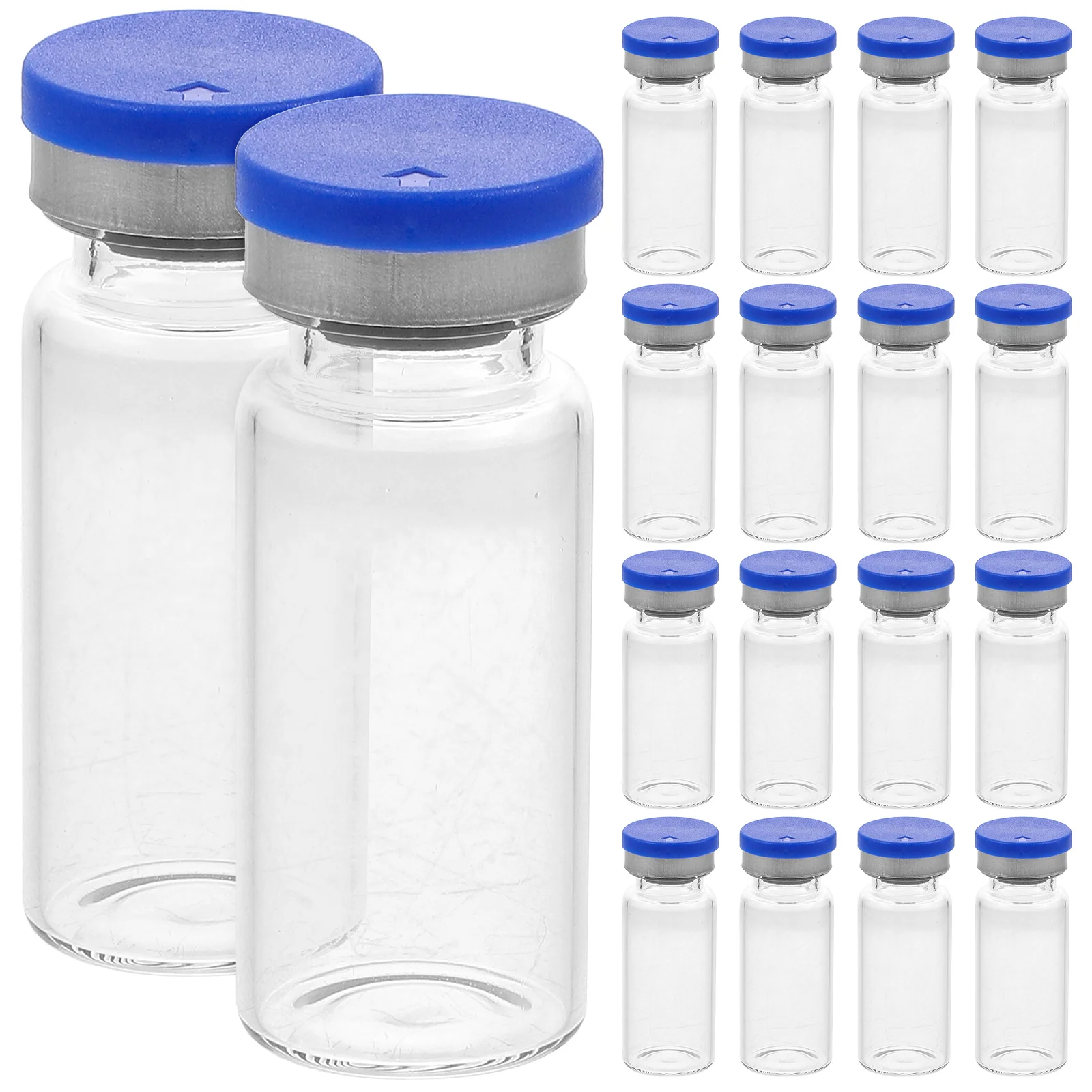 Water Mini Glass 20ml Bottle 20 Pack 10Ml Clear Headspace Caps Stoppers Flat Bottom Sample Lab Chemical 20ml Vial Transparent