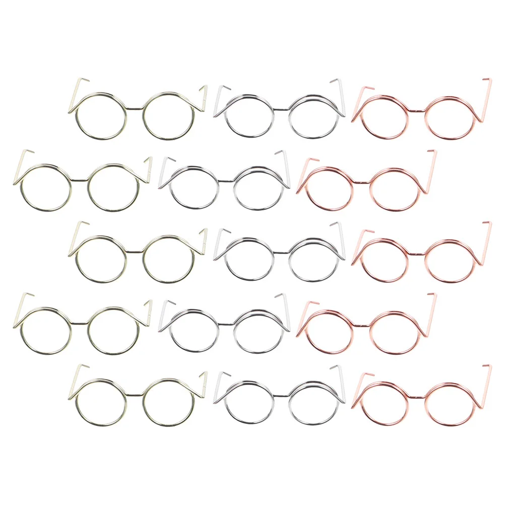 15 Pcs Glasses Toys Eyeglasses Frame Sunglasses for Dolls Dress up Round Copper Wire Mini Baby