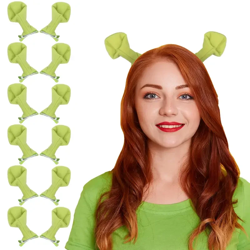 

6/12 green monster ears with cute monster accessories, Christmas, Halloween, Thanksgiving role-playing party costume accessories