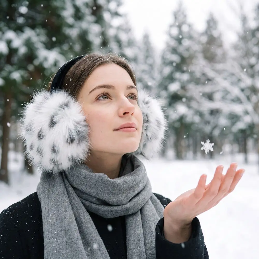 Comfortable Ear Cap Imitation Fur Plush Earmuffs Y2k Leopard Foldable Ear Cover Windproof Folding Winter Earmuffs Winter