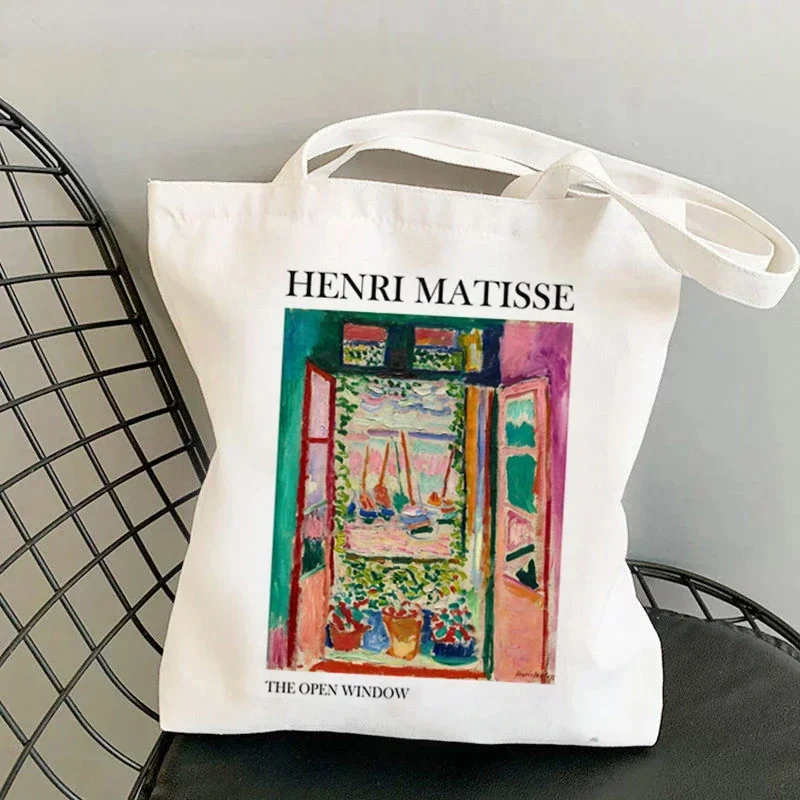 Bolso de compras Henri Matisse para mujer, bolso de compras ecológico Harajuku de lona, bolso de mano para chica, bolso de hombro para mujer, bolso de playa