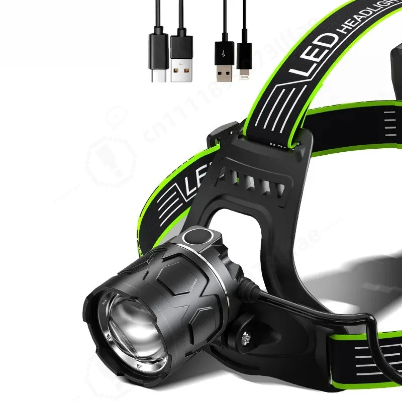 30W White Laser Headlamp USB Rechargeable Super Bright Head Mounted Light for Outdoor Night Fishing Adventure Strong Beam
