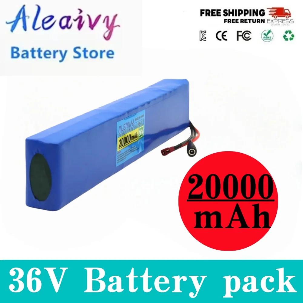 Replacement Battery Pack 36V 20Ah 20000mAh 10S4P 18650 Li ion with BMS for Electric Scooter 300W 700W High Capacity Upgraded