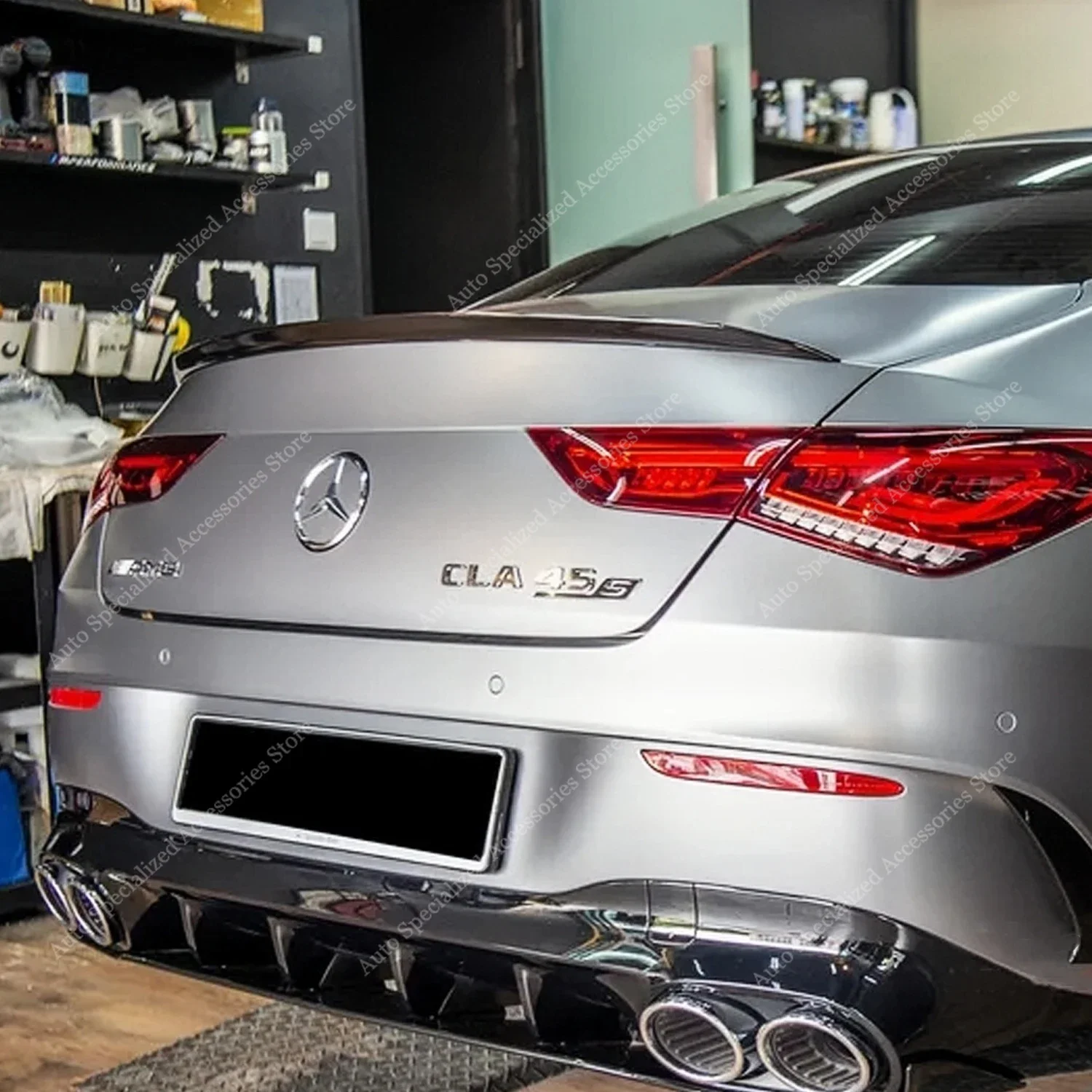 

For Mercedes C118 Gloss Black CLA45 Style Rear Spoiler Wing CLA 200 220d 250 250d Coupe 2019-2024 Rear Trunk Spoiler Caps