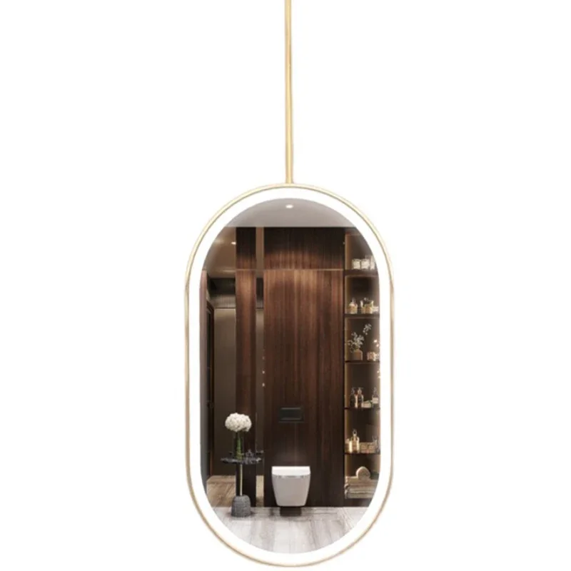 

Oval Gold Bathroom Mirror Light Makeup Glass Modern Clear Dressing Bathroom Mirror Custom Hairdresser Espejo Pared Wall Decor