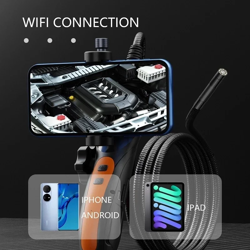 WiFi Articulating Borescope 2MP HD1080P Endoscope Inspection Camera With 2Way 180 Degree Steering Lens For IPhone Android