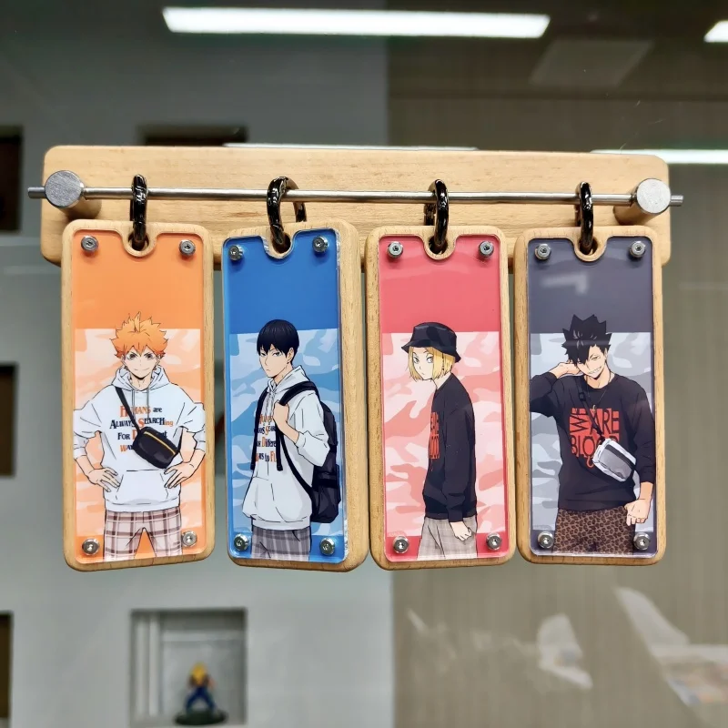 Nouveau Haikyuu!! Porte-clés magnétique en bois massif pour sac, Hinata Shoyo Tobio Kageyama, sacs Anime, pendentifs, collection d'ornements, cadeaux suspendus