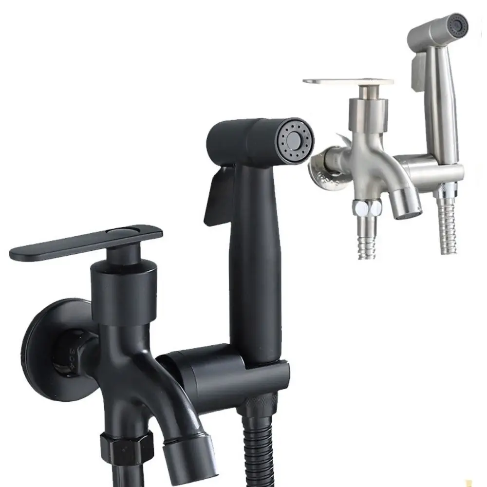 Stainless Steel Toilet Bidet Spray Set Multi-functional High Pressure Toilet Sprayer Handheld Faucet 1 In 2 Out Shower Head Kits