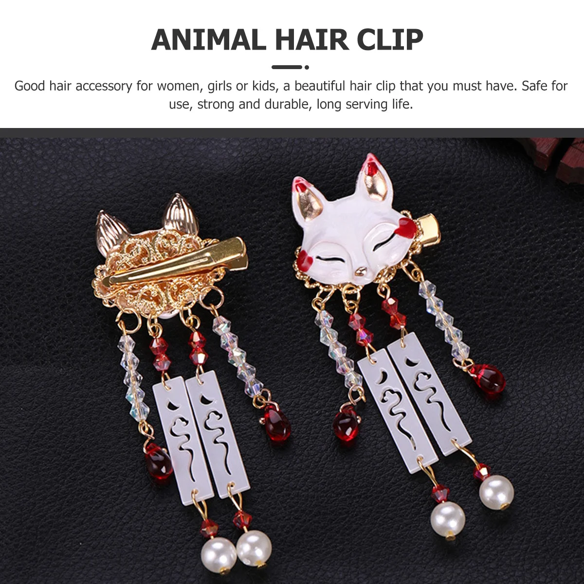 

1Pair Fox Dangle Tassel Hair Clip Animal Hairpin Barrette Wedding Birthday Party Cosplay Hair Accessory Tassel Hairpin