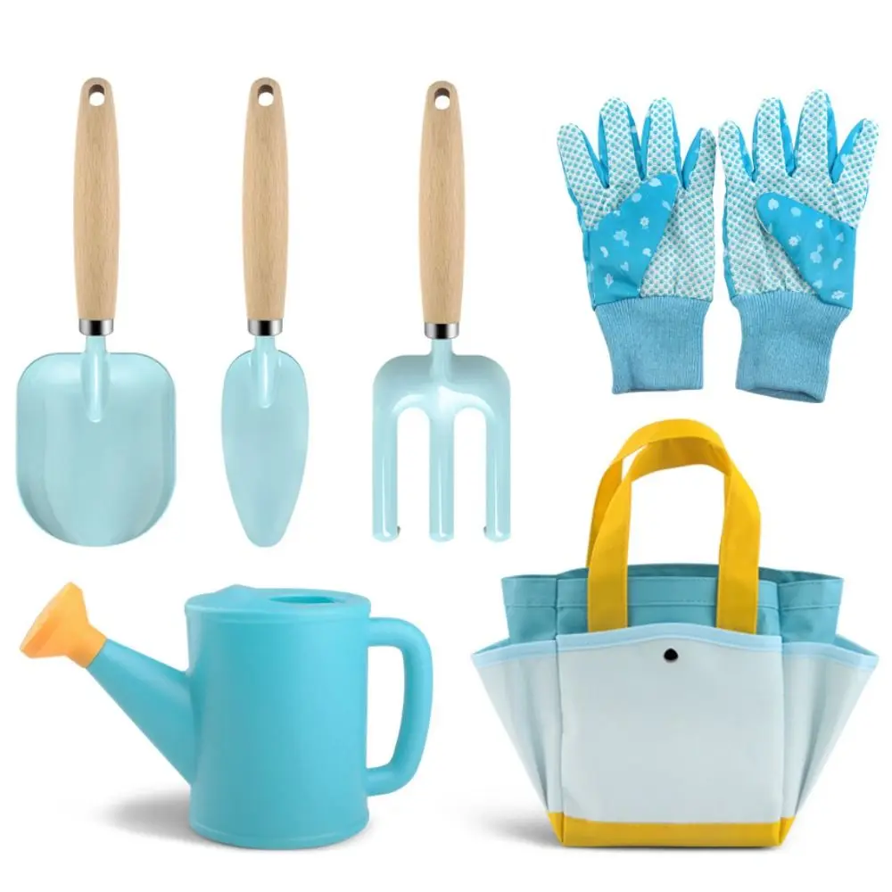 Gift Candy Color Garden Tool Set Shovel Rake Children Planting Tool Kit Apron Trowel Garden Girls