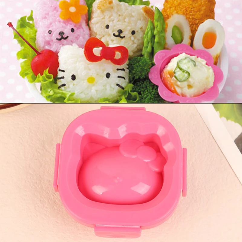 Sanrio kartun Hello Kitty bentuk bola nasi cetakan telur cetakan nasi bola Bento Embossing cetakan DIY alat aksesoris dapur