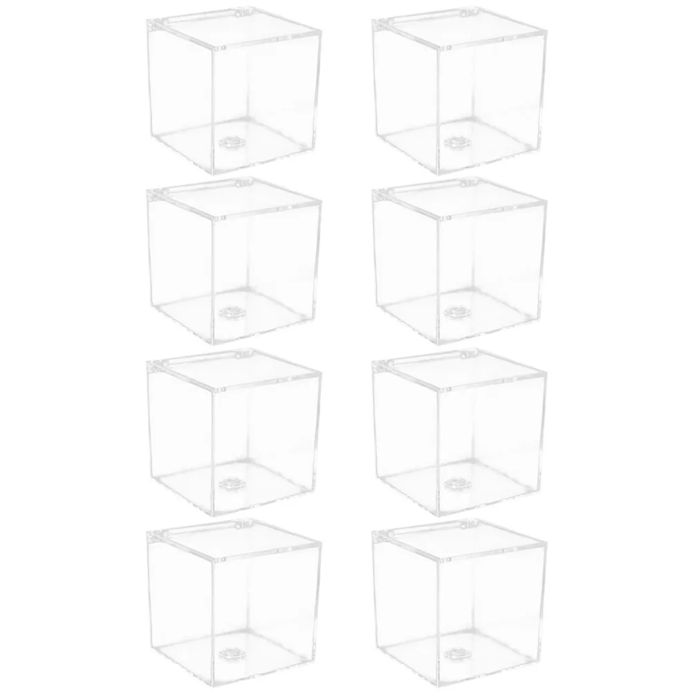

8 Pcs Boxes with Clear Lids Candy Gift Heaven Earth Cover Small Organizer Jewelry Square Container