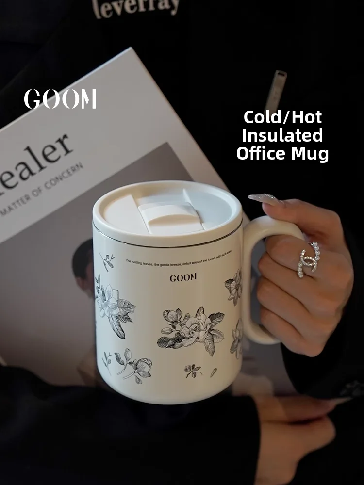 

Термокружка GOOM для офиса: стильный дизайн, практичный подарок на день рождения, женская кружка с крышкой, американский стиль...