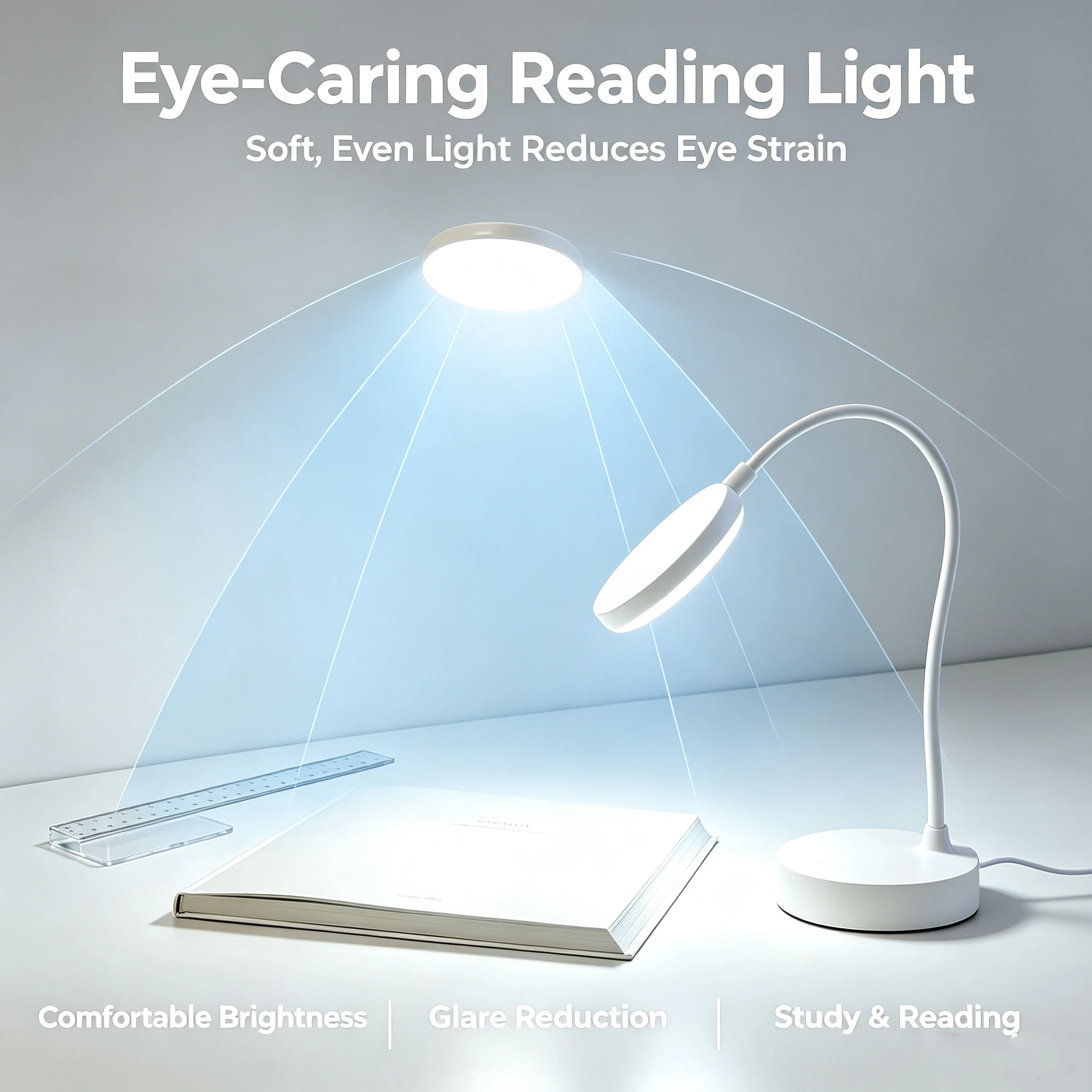 LED Desk Lamp Touch Control 3 Mode Dimmable Eye Protection USB Rechargeable Portable Reading Light  Student Bedroom Study Office