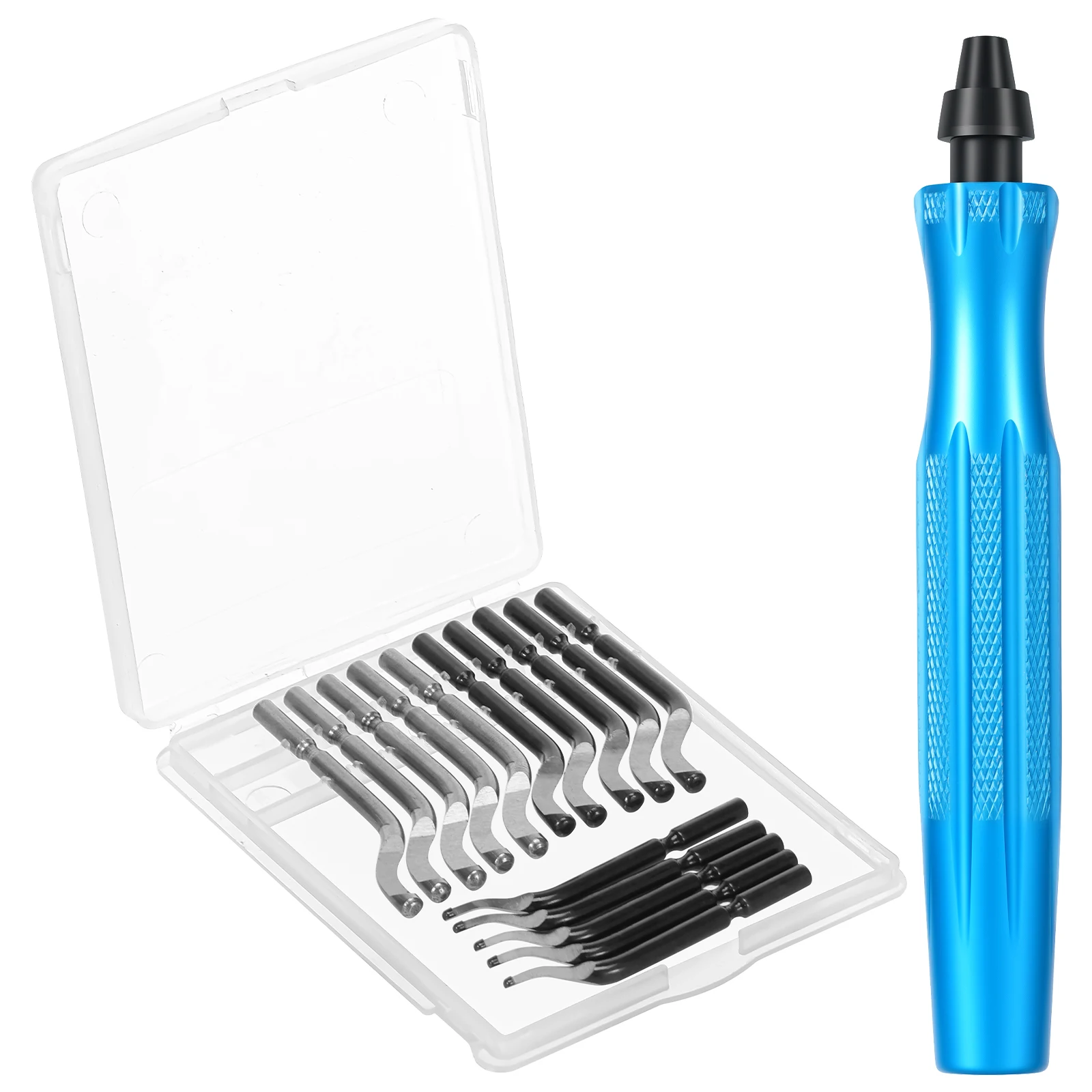 16/11Pcs Deburring Tool Set Portable Trimming Knife Scraper with Handle 360° Rotary Head Burr Removal Tool for Metal Resin Art