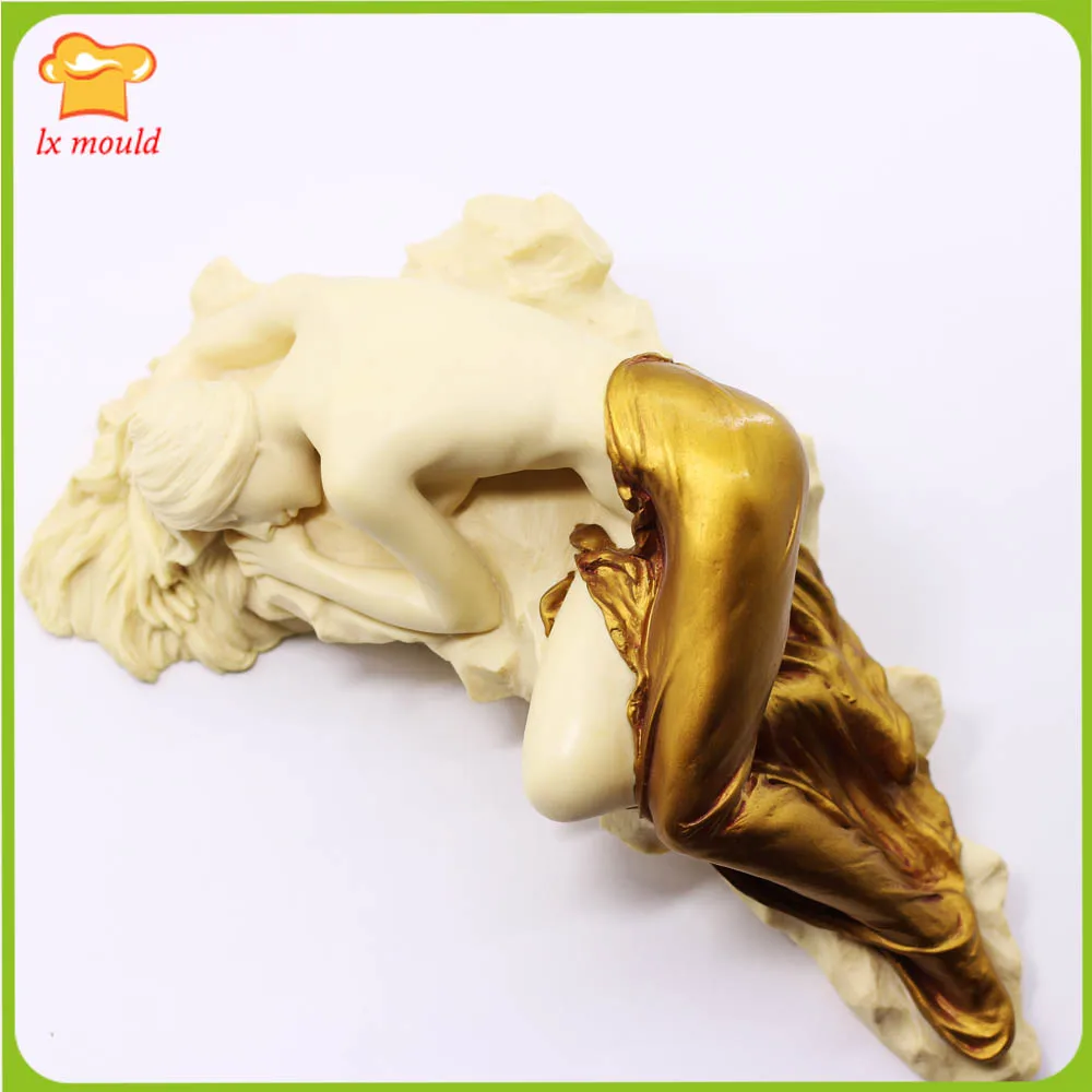 3D Side Lying Girl Candle Silicone Mould Sleeping Position Female Sculpture Plaster Home Decor Clay Resin Gypsum Wax Soap Mold