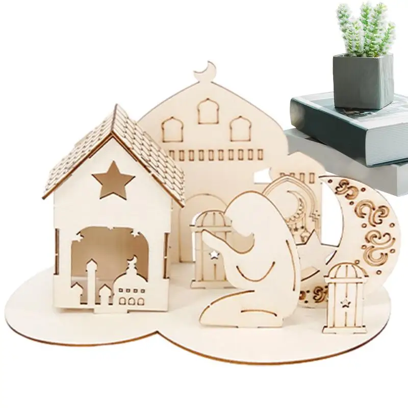 Eid Moon Star DIY Puzzle Stable Wooden Eid Palace Puzzle Fun DIY Eid Craft And Decorations For Eid Festivals And Theme