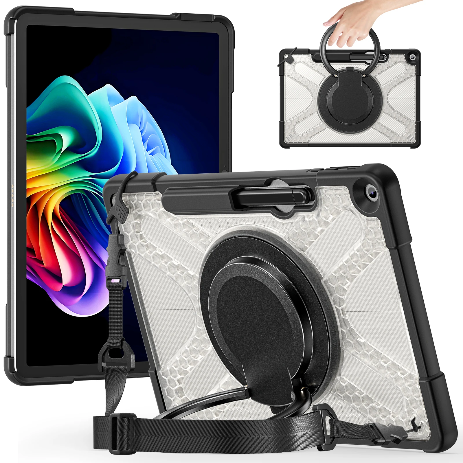 

Сверхмощный жесткий чехол с вращением на 360 градусов для Microsoft Surface Pro 12 2025 12 дюймов и плечевым ремнем с подставкой