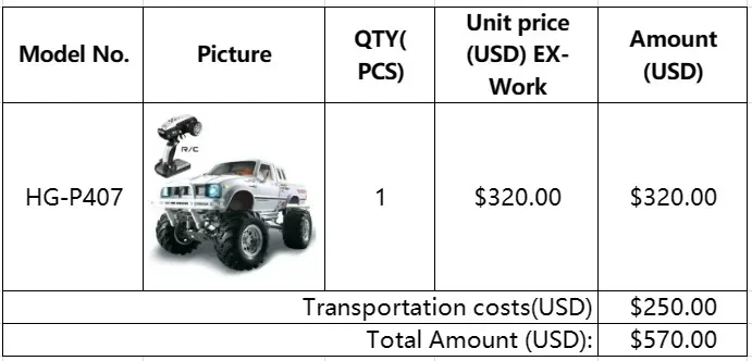 1/10 4WD RC Bianco HG-P407